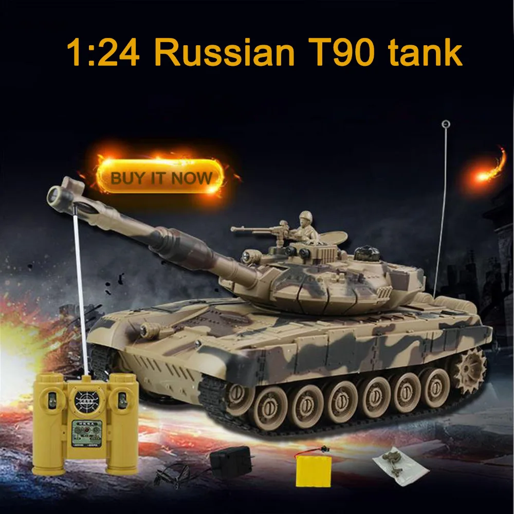 Радиоуправляемый Танк TAIHONGYU 1/24 9 каналов 27 МГц инфракрасный боевой Тигр T90 танк