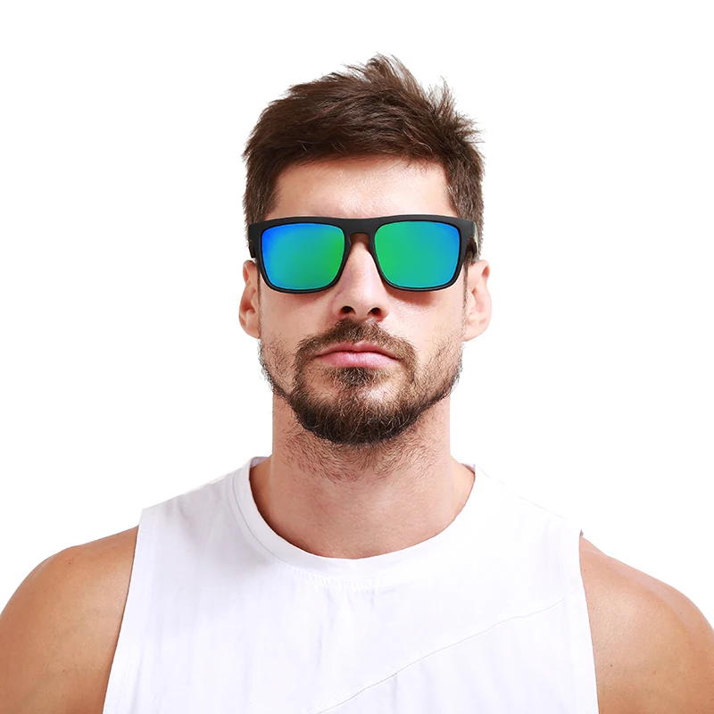 KDEAM летние солнцезащитные очки Для мужчин Спорт поляризованные солнцезащитные очки Для женщин зеркало зеленый объектив площади кадра UV400 с чехол KD156