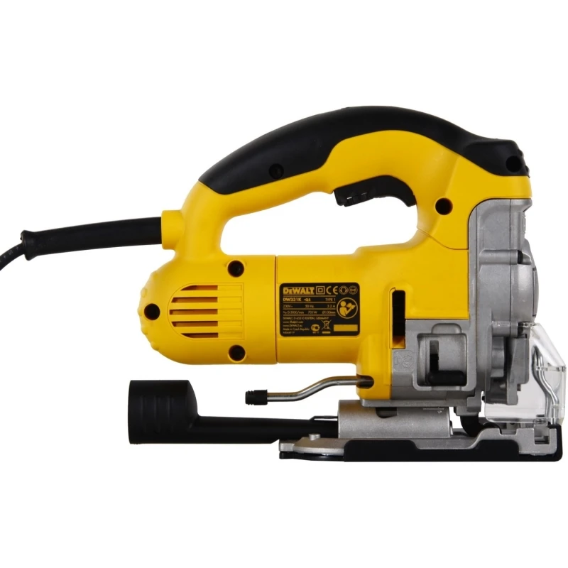 Лобзик электрический DeWalt DW331K (Мощность 701 Вт, регулировка скорости, маятниковая функция, быстрая замена пилки, литая подошва)