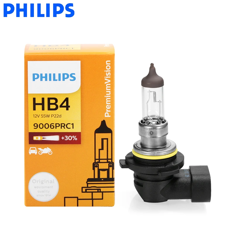 

Philips HB4 9006 12V 55W P22d Premium Vision Original Auto Head Light Standard Lamp Halogen Bulb ECE Approve 9006PR C1, 1X