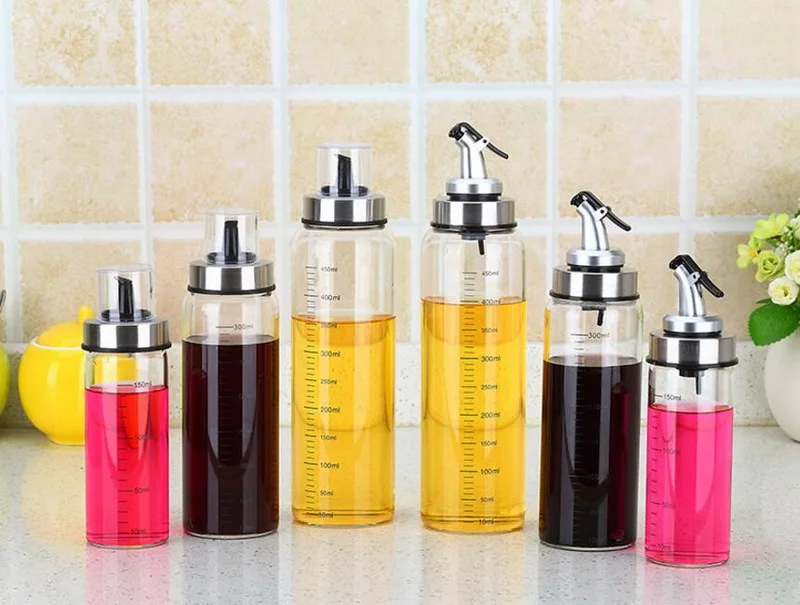 Creative glass oil bottle leakproof soy oil bottle glass vinegar set kitchen tools supplies seasoning