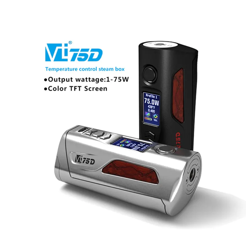 Original Hcigar VT75D Dual 18650 Battery Box Mods with 75W Output Electronic Cigarette Mod Adopts Evolv DNA 75C Chip drag mod