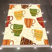 Еще зеленый желтый оранжевый этнический красный чай чашки крем 3d противоскользящее микроволокно обратно моющиеся декоративные кухонные области ковер