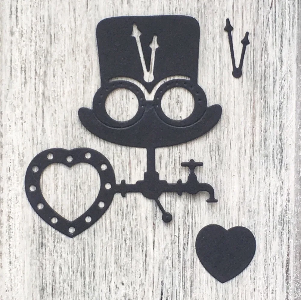 

ArtScrap Steampunk Hat Heart Crane For Man Metal Cutting Dies Scrapbooking Card Making Decorative Die Cuts Love Craft Embossing