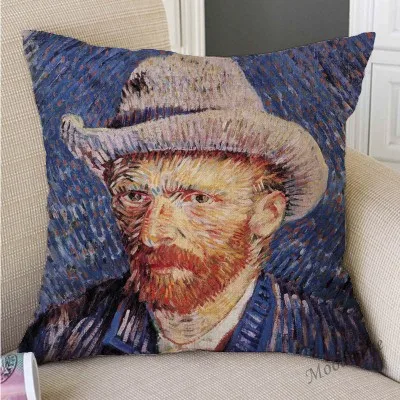 Vincent Van Gogh известная картина маслом автопортрет Подсолнух Звездная ночь галерея искусство Декоративная Подушка Чехол льняная наволочка