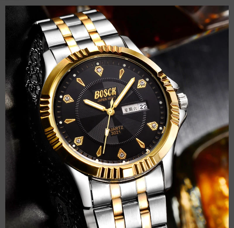 

Mens Watch Sport Waterproof Wristwatch Genuine Leather Relojes Hombre Quartz Male Business Watch BOSCK 6681