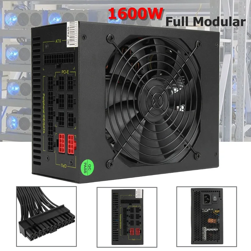1600W Modular Mining Power Supply GPU For Bitcoin Miner Eth Rig S7 S9