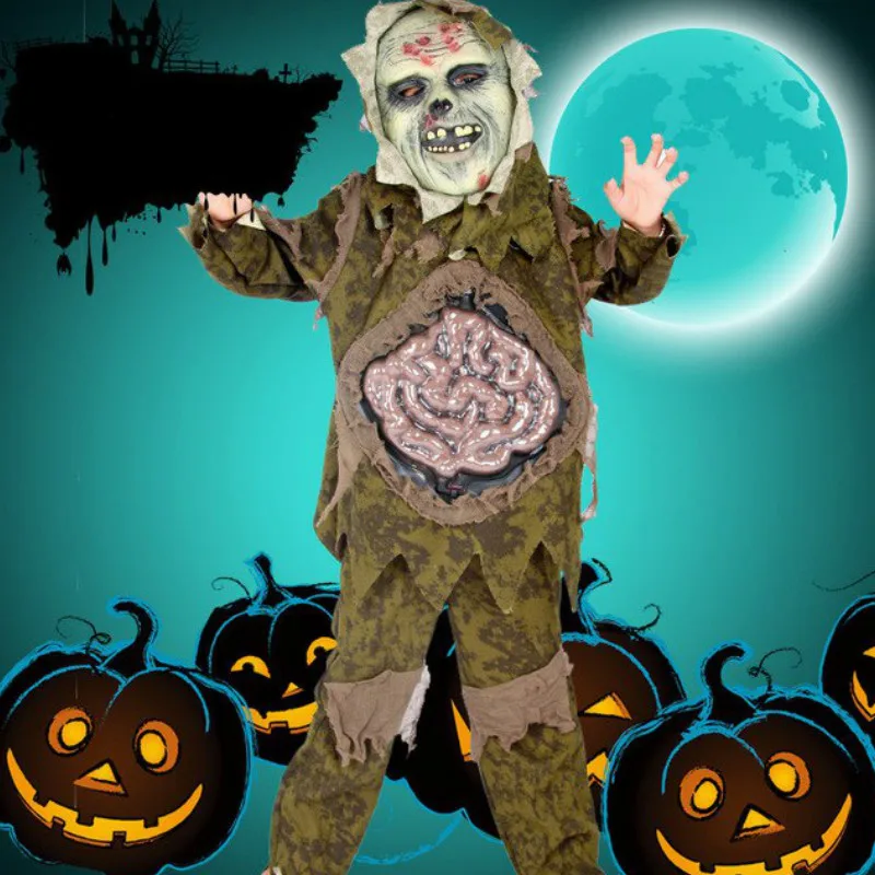 

Halloween Costumes for Kids Cosplay Zombie Scary Intestines Clothes Stage Outfits for Children Set Horror Night Zombie Clothing