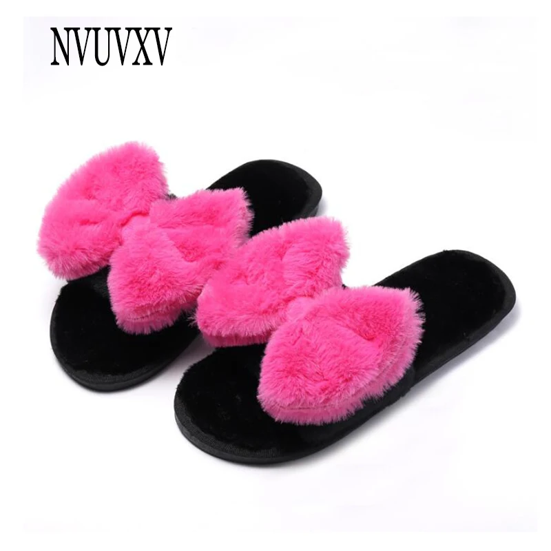 

candy color Cotton slippers Slip on Warm Shoes Faux Fur non-slip flats for Bedroom plush Shoes Soft Bottom Casual Shoes sh029