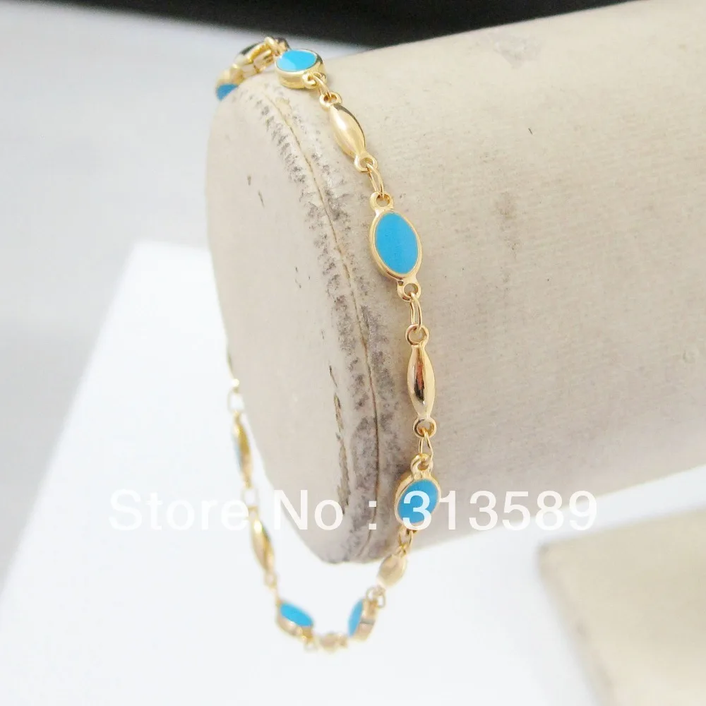 Закажите 10$ получите бесплатную доставку/Новое 7," Леди-желтое золото GP заполненное латунными бусинами эмалированный браслет/отличный подарок/