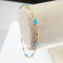 Закажите 10$ получите бесплатную доставку/Новое 7," Леди-желтое золото GP заполненное латунными бусинами эмалированный браслет/отличный подарок/