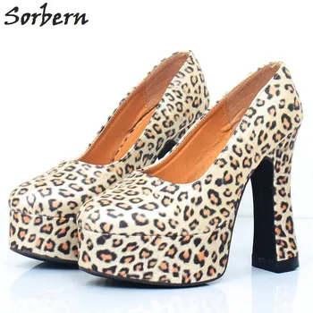 

Sorbern Leopard Squre Chunky Heel Women Pumps Shoes Summer Style Ladies High Heel Comfortable Shoes Platform Shoes Heels Shoes