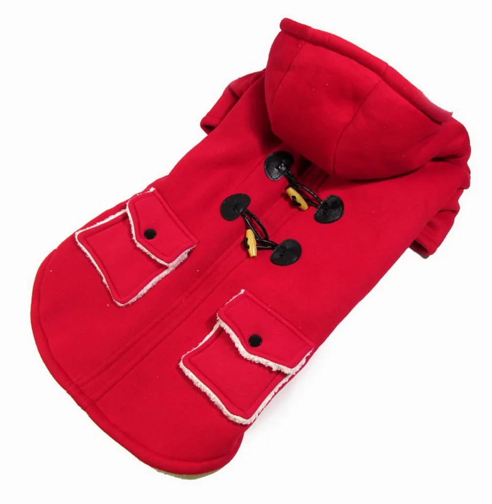 Dog Costume Student Uniform Hooded Dog Coat Fleece Lined Toggle Parka