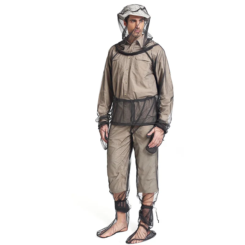 Мужской Быстросохнущий дышащий сетчатый костюм с сеткой от насекомых, анти-частичный костюм, одежда от комаров, частичный и один костюм, открытый, для рыбалки, кемпинга