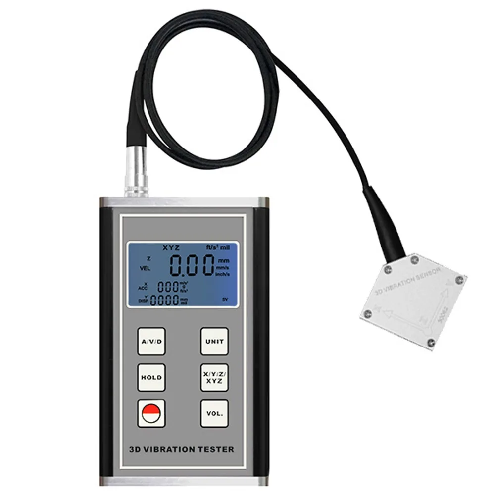 

Piezoelectric Accelerometer Sensor Measures Periodic Motion Displacement Velocity Acceleration 3-Axis Digital Vibration Meter