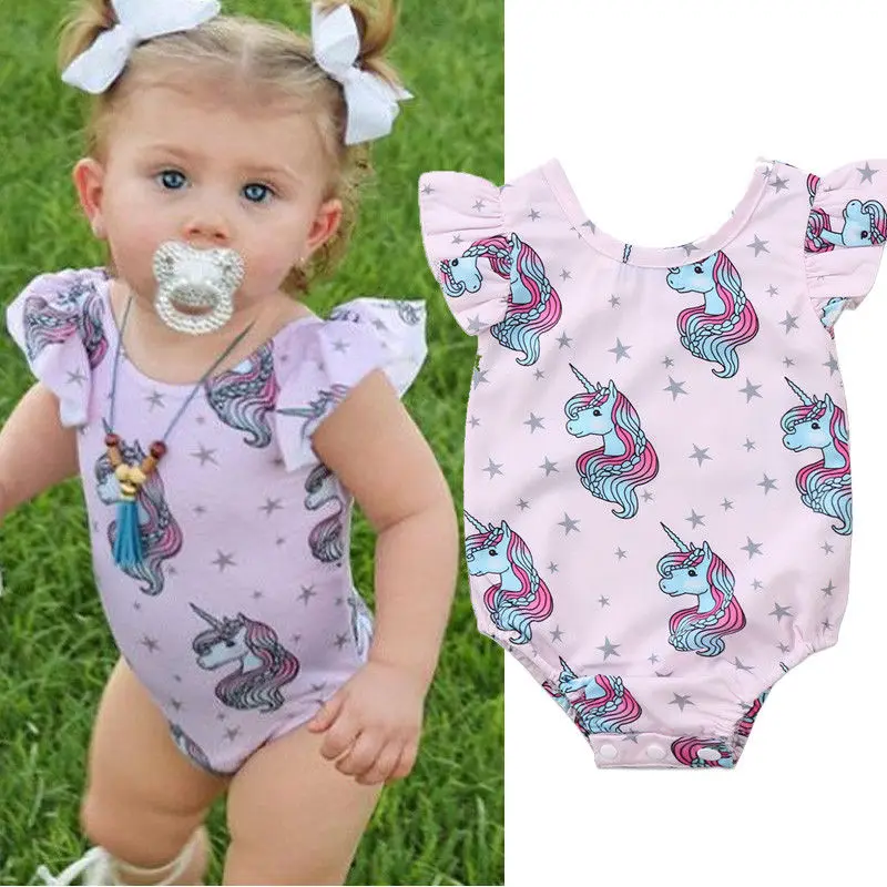 Buy Cute Newborn Baby Unicorn Clothes Ruffles Sleeve