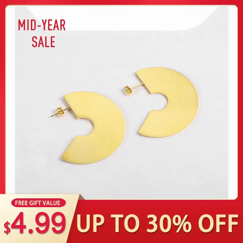 

Sankie Statement Fan Stud Earrings Punk Geometric Earrings for Women Stainless Steel Gold Color Earring Fashion Jewelry