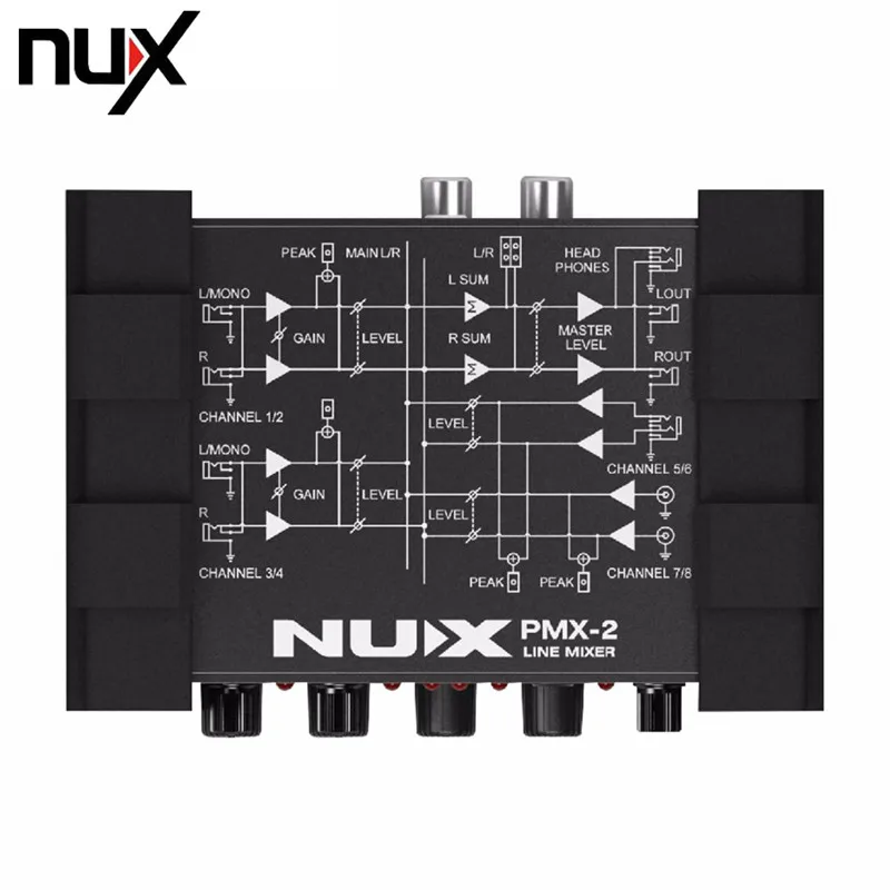 NUX PMX-2 New Multi-Channel Line Mixer Overload Indicator 8 In/2 Out Mixer fit Several Audio Devices For Electric Guitar Bass