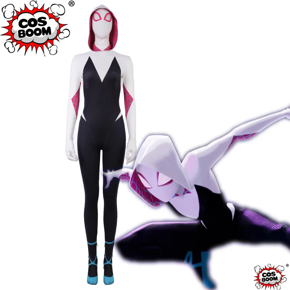

COSBOOM Spider-Man Into the Spider-Verse Spider-Woman Cosplay Costume Halloween Superhero Spiderwoman Gwen Stacy Cosplay