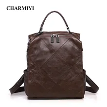 

CHARMIYI 2018 Multi Genuine Leather Ladies Backpack School Bags Retro Large Capacity Women Backpacks Soft Shouder Bag for Girls