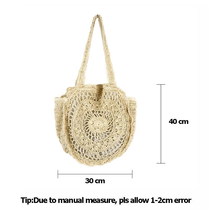 Women Bohemian Straw Bag Big Circle Summer Beach Handbags Vintage Rattan Female Shoulder Bag Handmade Travel Bolsa SS3016 (12)