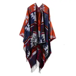 Геометрический узор алмаз Ленточки Этническая Для женщин Зимняя шаль большой шарф Обёрточная бумага