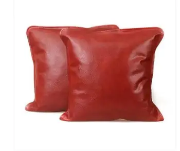 

Pu leather cushion cover red brown throw pillow case sofa decorative throw pillowcase pu waist pillow cover