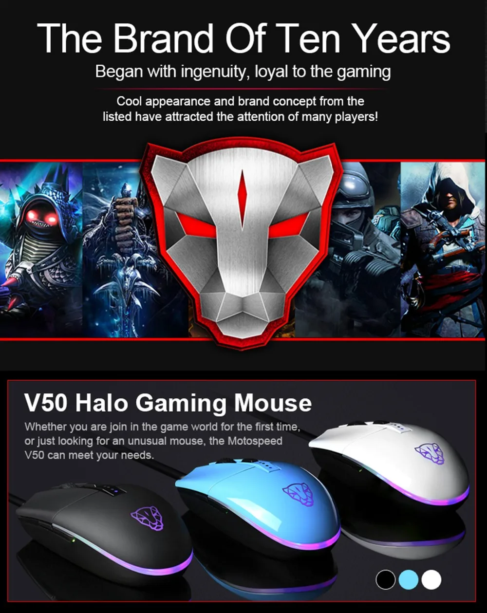 Мото Скорость V50 USB Gaming Мышь 4000 Точек на дюйм RGB холодный Подсветка Программируемый 4-Скорость Точек на дюйм регулировки эргономичная Дизайн