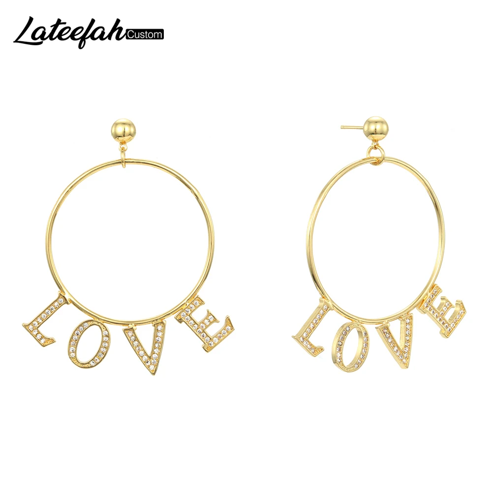 

Lateefah 1 Pair Personality Custom Name Earrings Women Customize Initial Cursive Nameplate Earring Gift For Friend Girls