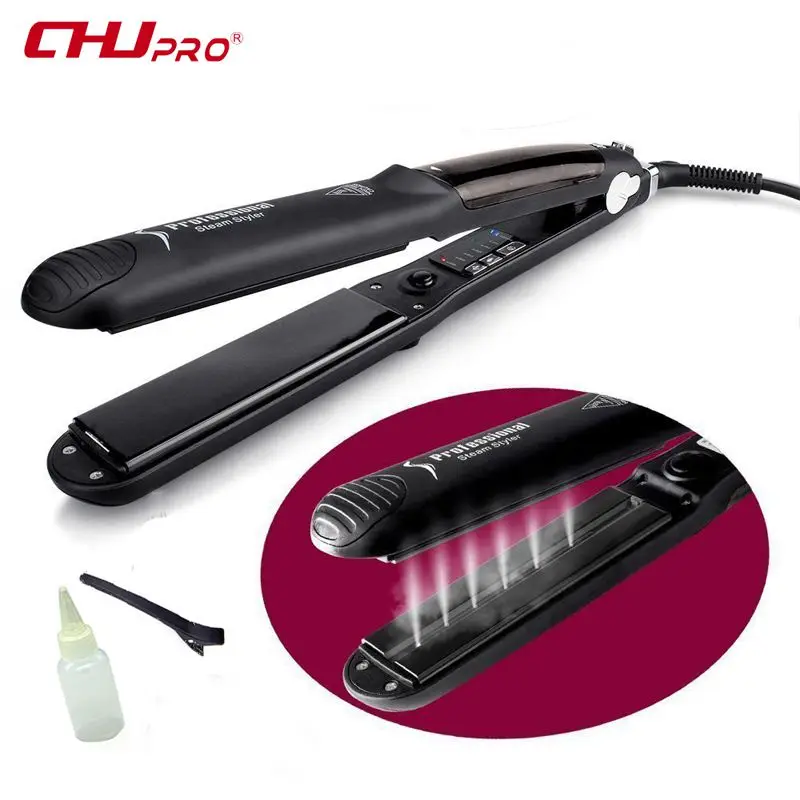 

CHJPRO Steam Function Flat Iron Tourmaline Ceramic Vapor Professional Comb Hair Straightener thermostat planchas de pelo