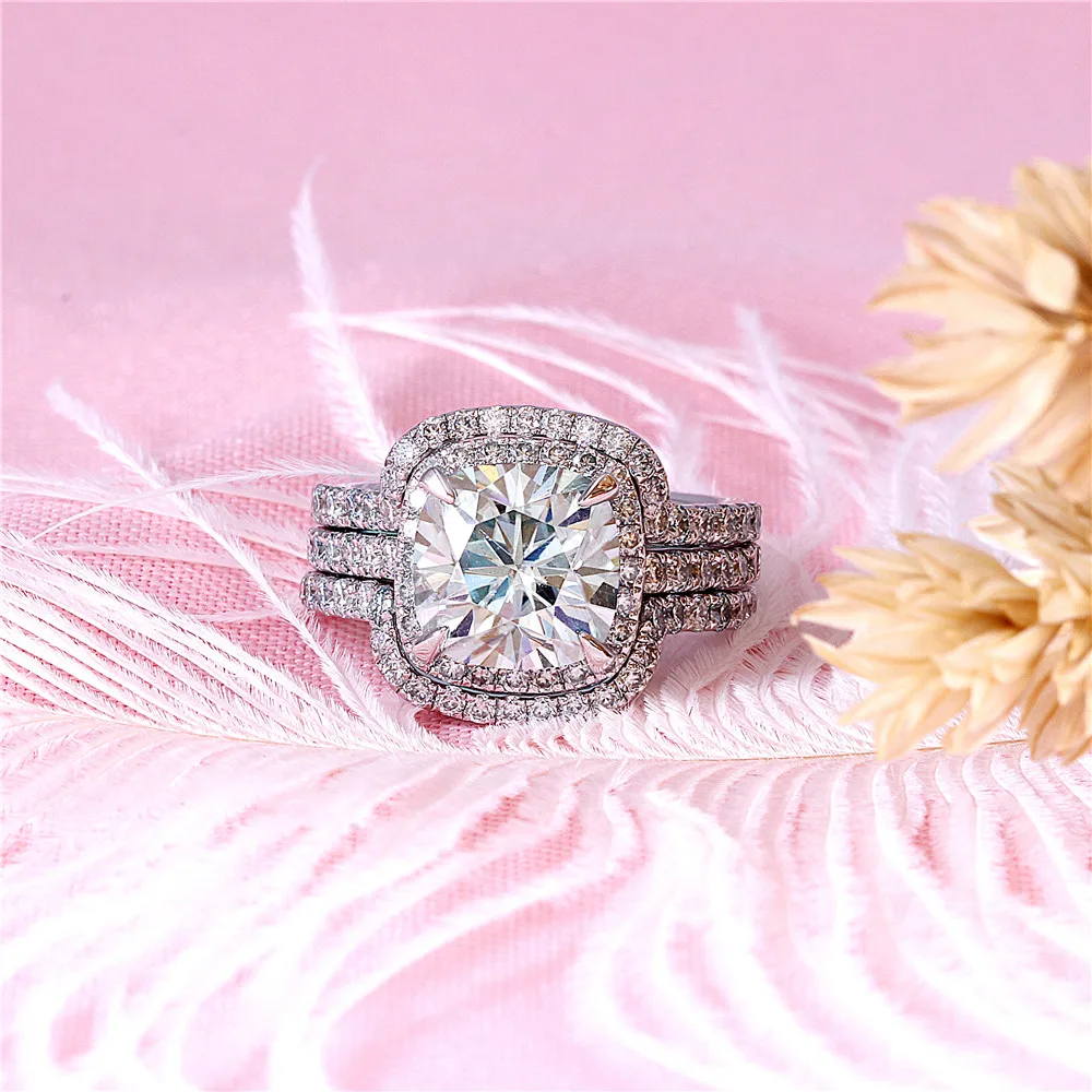 moissanite engagement ring set (4)