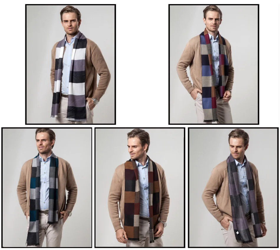 paul smith scarves FS Man Luxury Brand Fashion Cashmere Wool Plaid Scarf Men Designer Shawl Winter 2018 Soft Wraps Warm Casual Scarves barbour scarf mens