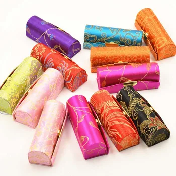 

1pc random Cosmetics Box Single Lipstick Cases Lipstick Case Include Mirrors Multicolor Jewelry Packaging Embroidery Storage Box