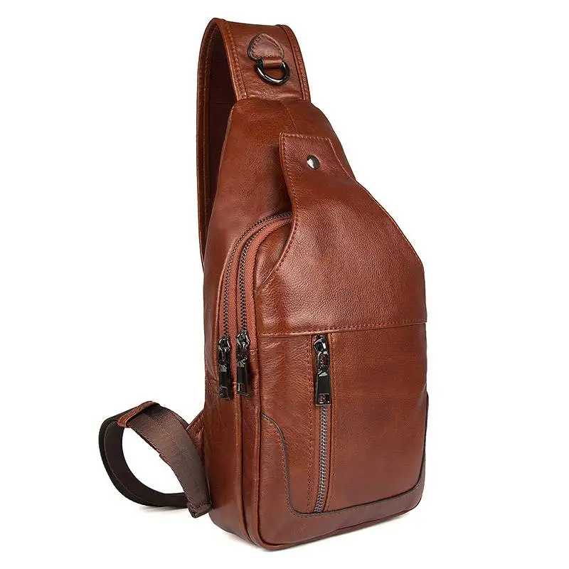 Brust Echtem Vintage Taschen Aus Tasche Reise Zurück Rindsleder Brown Tag Messenger Sling Körper Kreuz Männer Business Schulter Pack Leder Mode 5qYIBBw