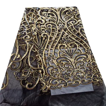

Free shipping african lace fabric high quality french guipure lace fabric new arrival sequins lace fabric for party HJ1073-1