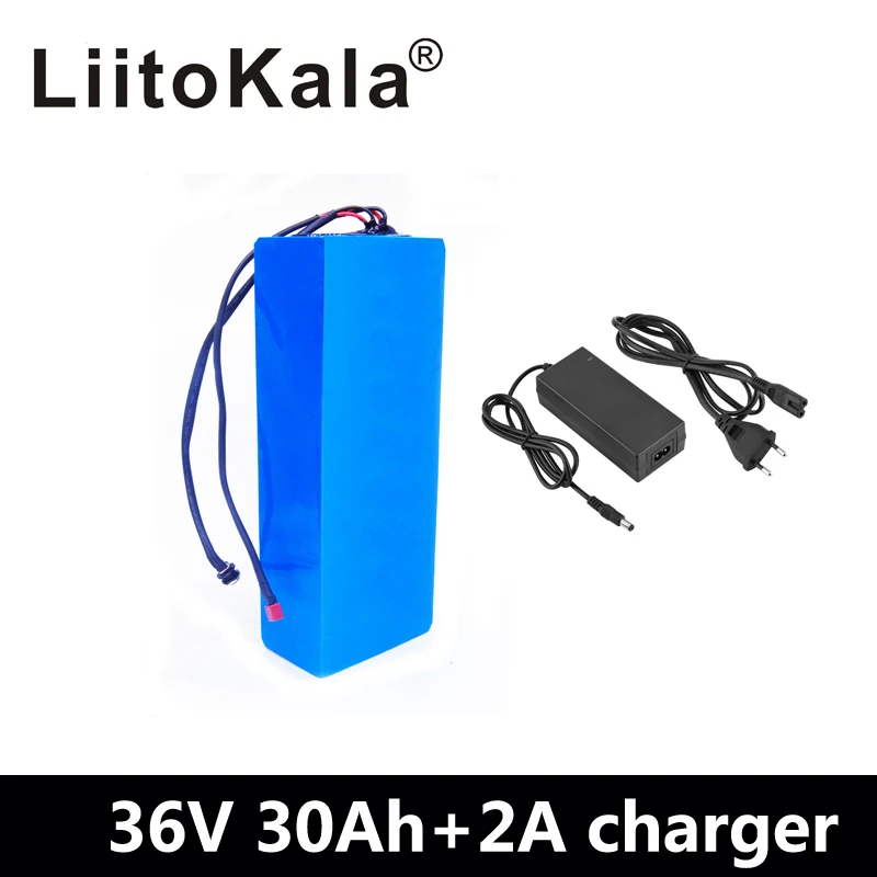 LiitoKala 36V 30AH литиевая батарея 36v 30ah батарея для электрического велосипеда 3,7 V 3000mah Батарея с 30A BMS+ 42V зарядное устройство