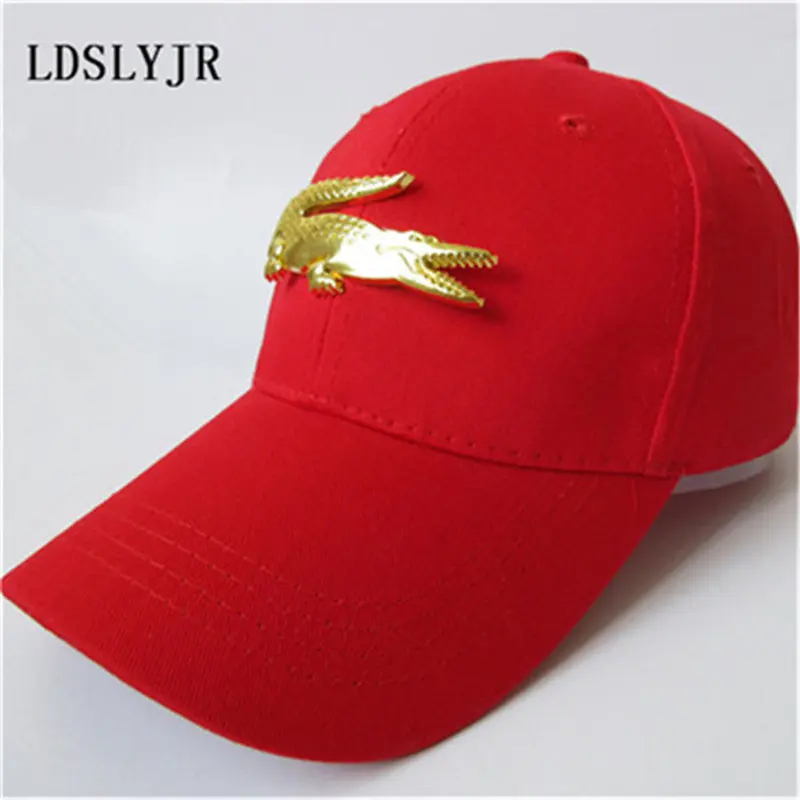 LDSLYJR, хлопковая кепка с металлическим крокодилом, бейсболка, кепка в стиле хип-хоп, регулируемая бейсболка, кепки для детей, мужчин и женщин