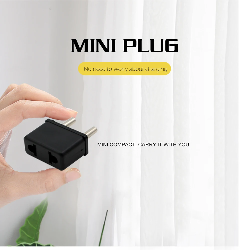 US To EU Plug USA To Euro Europe Travel Wall AC Power Mini Plug wall Charger Outlet Adapter Converter 2 Round Pin Socket Black (6)