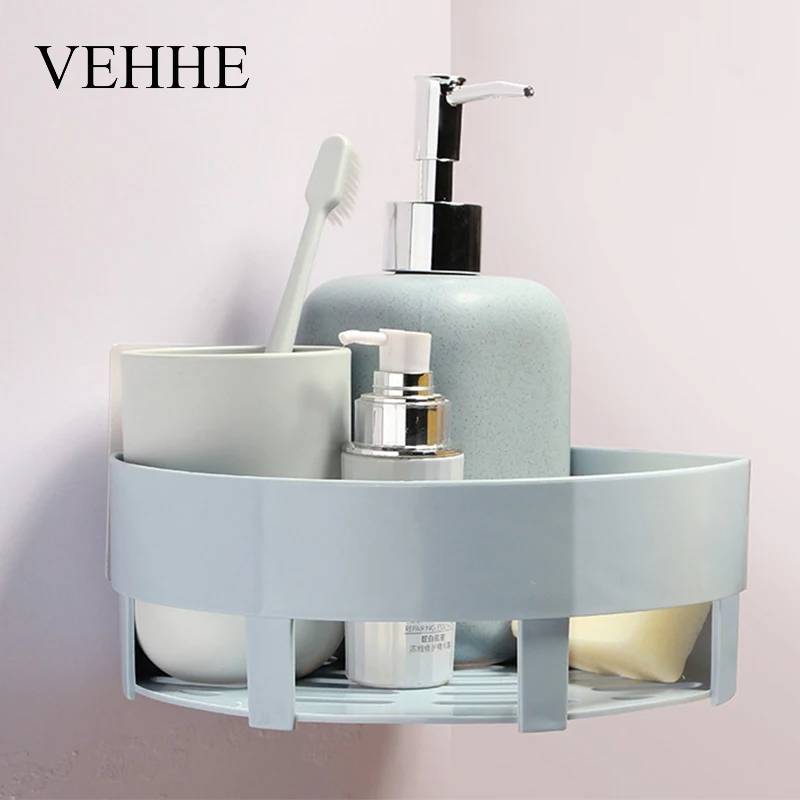 

VEHHE Kitchen Basket Bathroom Rack Sector Corner Wall Shelf Plastic Shower Shampoo Holder Storage Shelves Multifunctions VE226