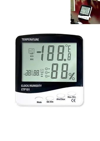 

ETP101 3 in 1 Indoor Thermo-hygrometer Thermo Hygro Tester, Humidity Moisture Clock Display