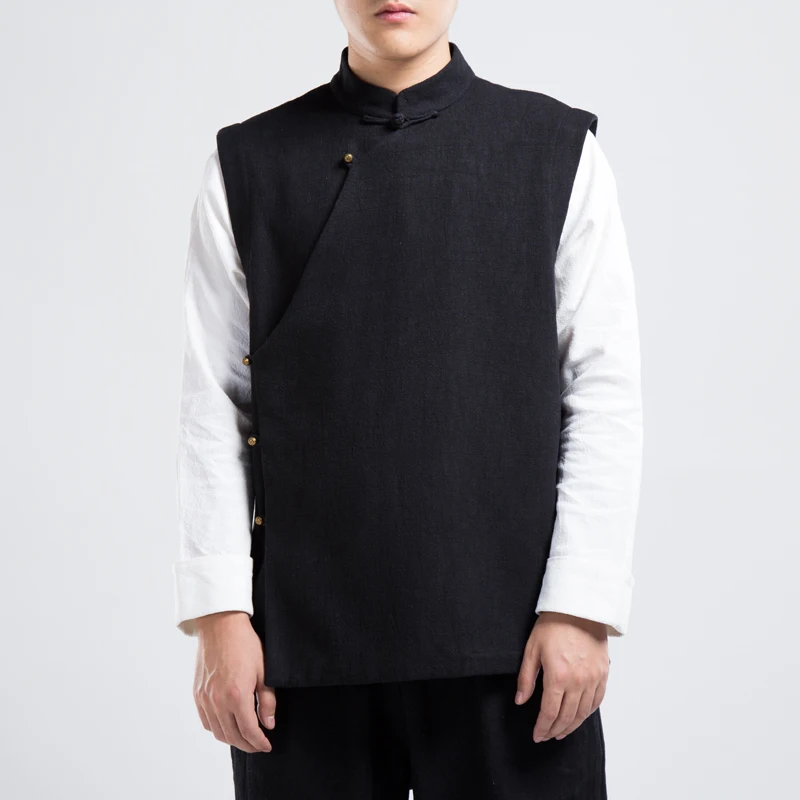 

MRDONOO winter 2017 male cashmere vest plus retro Chinese thickened linen jacket costume male youth wind coat button