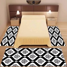 Еще 3 предмета черный, белый цвет Дамаск Этническая Винтаж 3d принтом Нескользящие из микрофибры моющийся Декор Спальня коврик набор ковриков