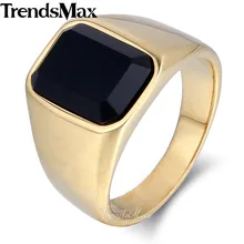 Trendsmax di Fidanzamento Band Ring per Gli Uomini 316L Anello In Acciaio Inox Nero Zirconia 2018 degli uomini di Modo Dei Monili HR389