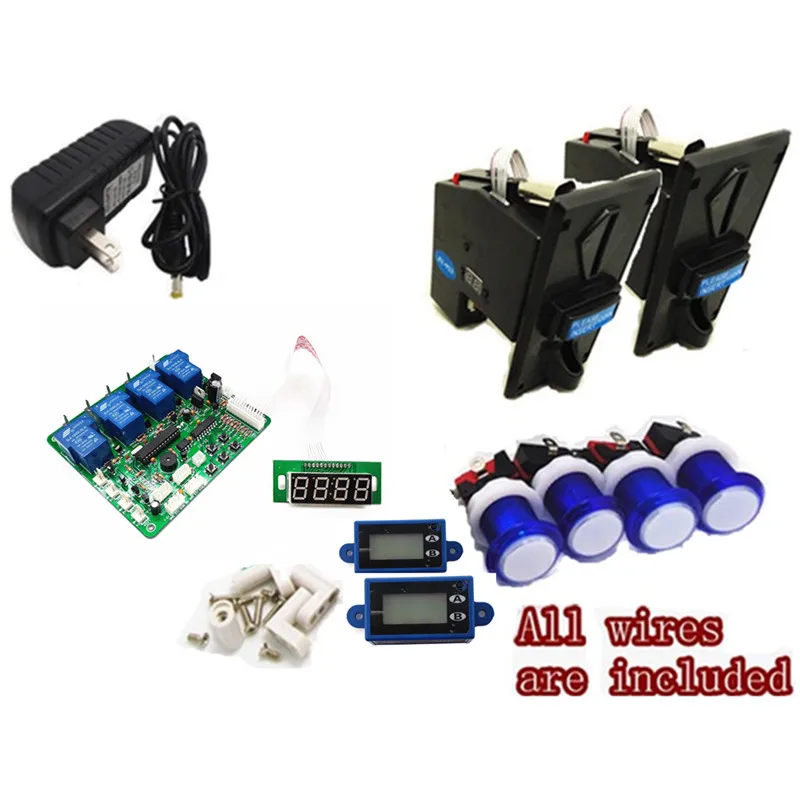 

1 kit for JY 21 4 digits minte: second coin operated timer board for 1-4 devices machines with 92x multi coin acceptor selector