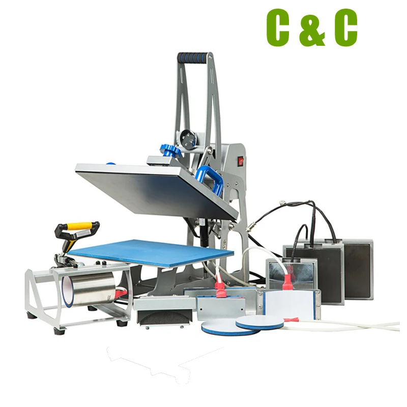 New Semi Auto Magnetic 9in1 Heat Press Machine with T-shirt Mug Pen Printing Exchangeable Combo Transfer machine NO.CH1808 New Semi Auto Magnetic 9in1 Heat Press Machine with T-shirt Mug Pen Printing Exchangeable Combo Transfer machine NO.CH1808