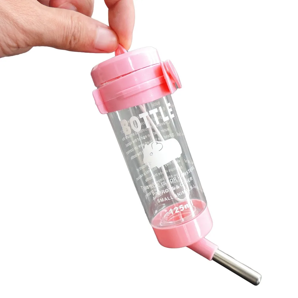 125ML Pink Small Animal Water Bottle for Pet Bunny Ferret Hamster Pig