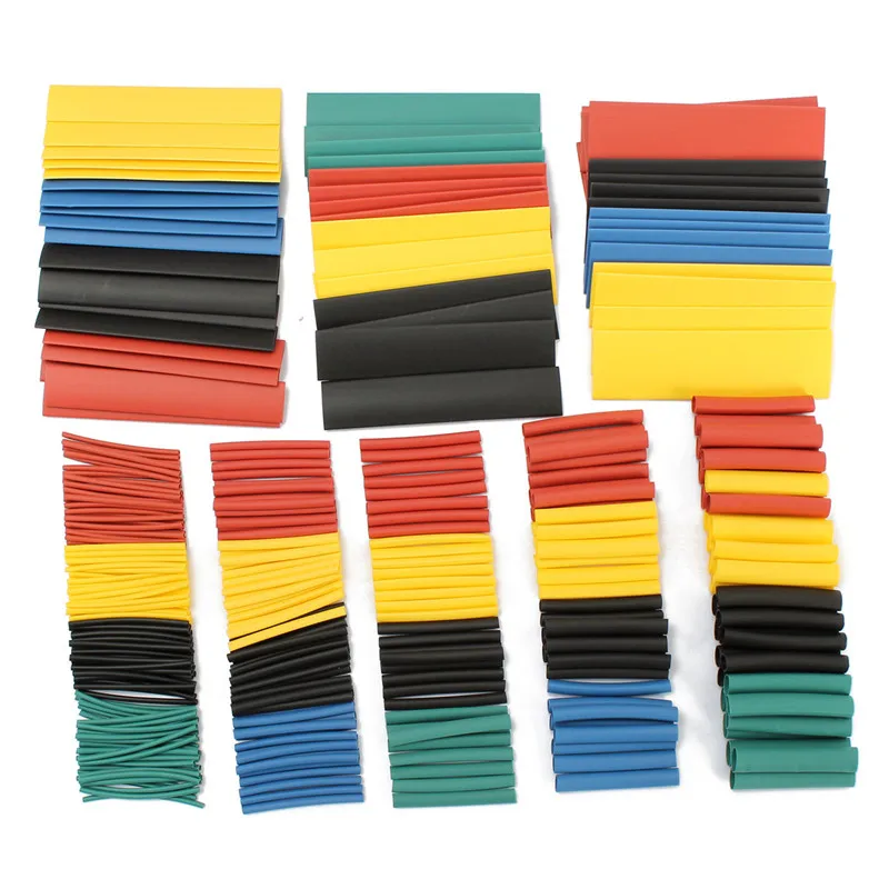 

328PCS/127Pcs Assorted Heat Shrink Tubing Tube Sleeves Wrap Wire Set 8 Size Multicolor/127 Black Polyolefin Tub