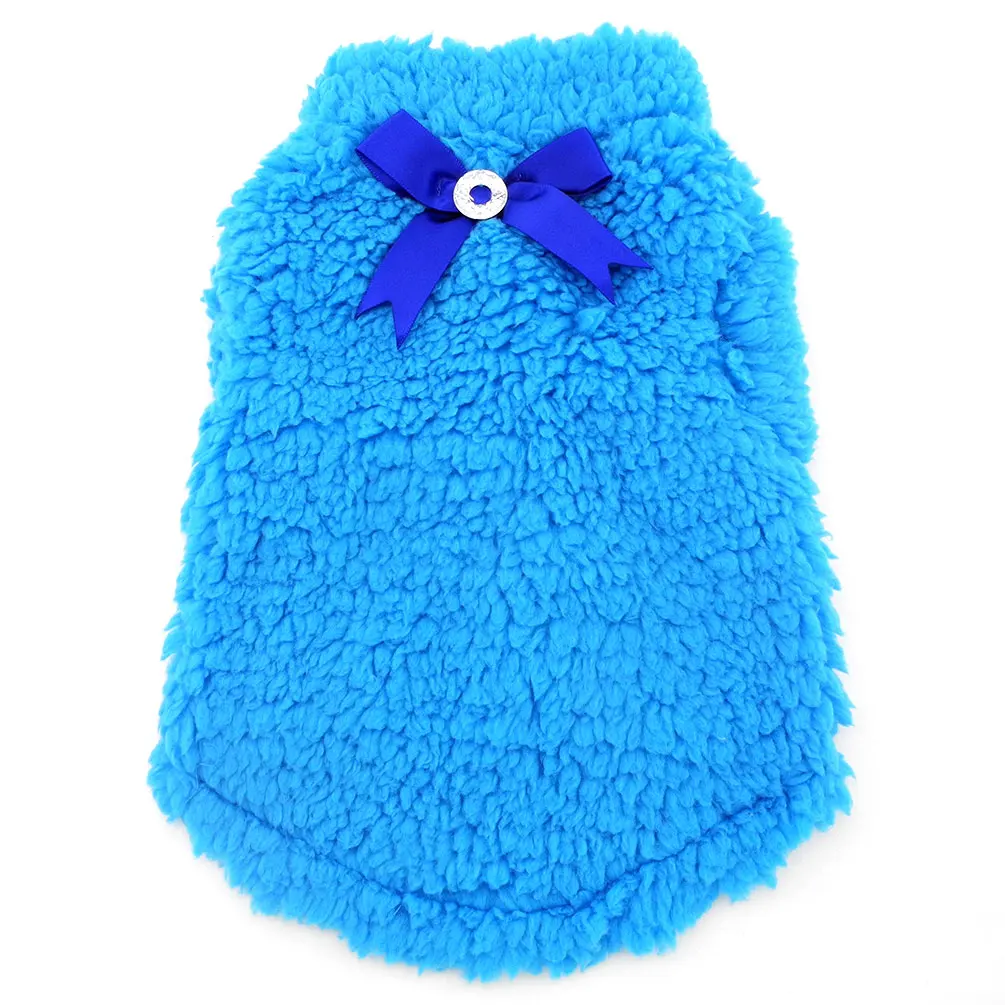 2017 Small Dog Clothes for Boys Girls Winter Plush Vest Coat with Bowsmall dog clothesdog