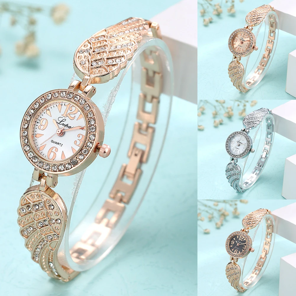 Rhinestone Slim Wing Band Arabic Numerals Lady Elegant Bracelet Wrist ...