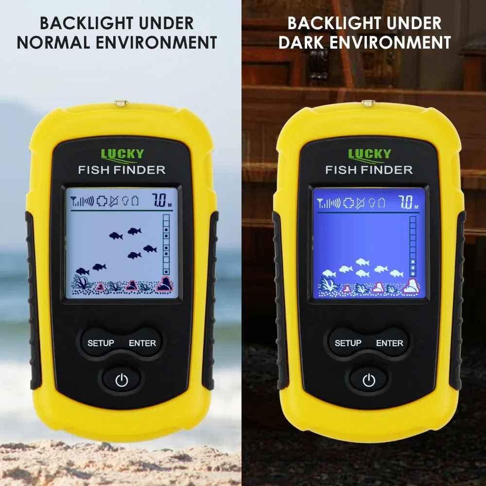 LUCKY FFCW 1108 1 беспроводной эхолот Sonar TN/Anti UV ЖК дисплей Fishfinder подсветка для ночной